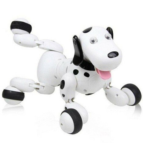 Robot Catel interactiv iUni Smart-Dog, telecomanda cu 24 comenzi, Alb-Negru