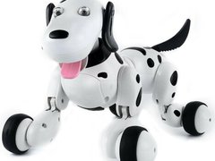 Robot Catel interactiv iUni Smart-Dog, telecomanda cu 24 comenzi, Alb-Negru